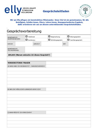 Vorbereitung und Protokoll für Gespräche