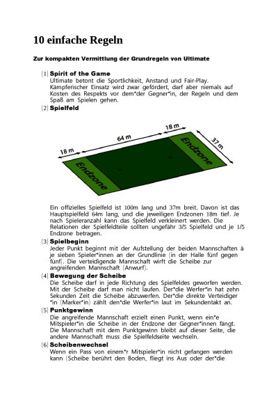 Regeln Ultimate Frisbee